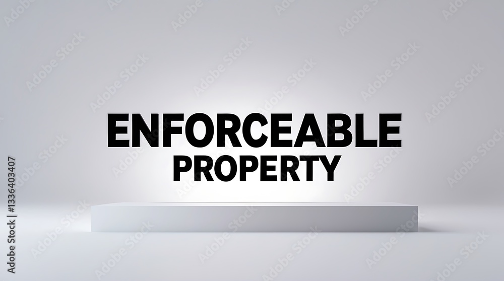 Aufkleber bold typography emphasizing enforceable property terms on a clean backdrop