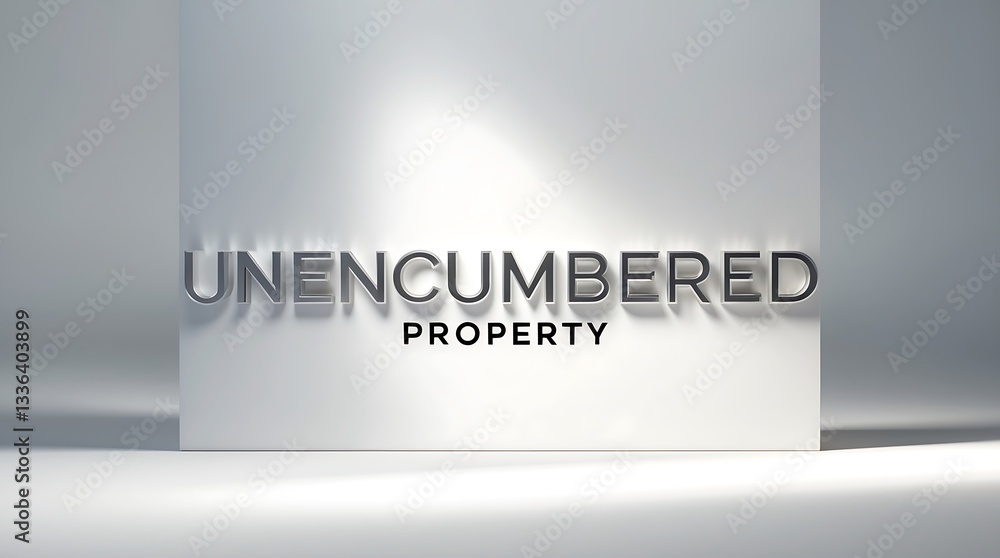 Poster modern text design featuring the phrase unencumbered property with shadow effects