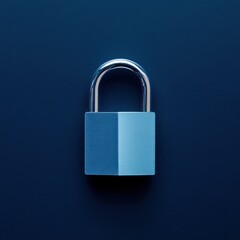 Fototapeta premium Blue padlock on a dark background symbolizing security and protection