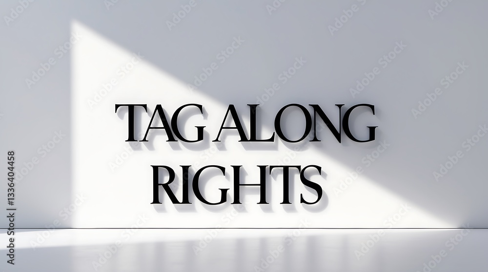 Aufkleber text displaying tag along rights in shadow against a light background