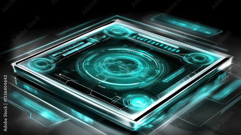 Poster Futuristic Display Showing Data Surrounded By Digital Information