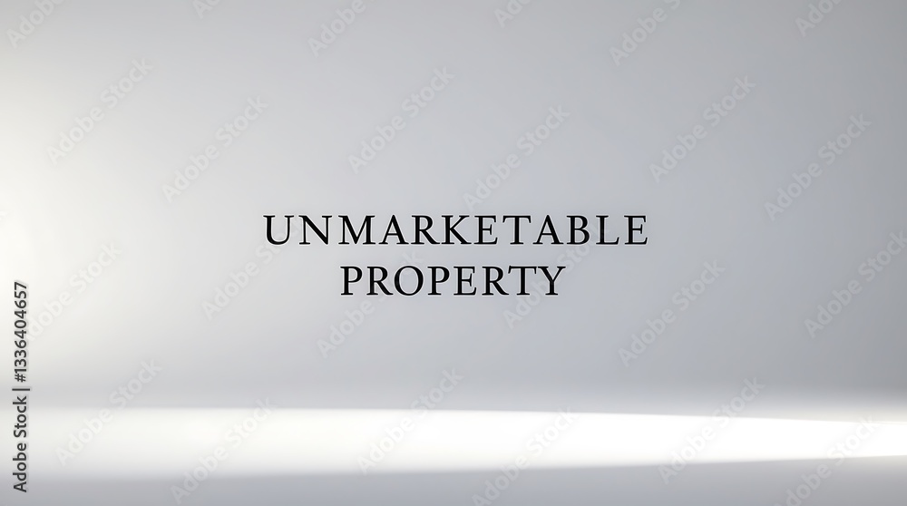 Poster text stating unmarketable property displayed against a light background