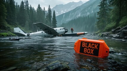 Plane Crash Investigation Searching for Black Box in Mountain River