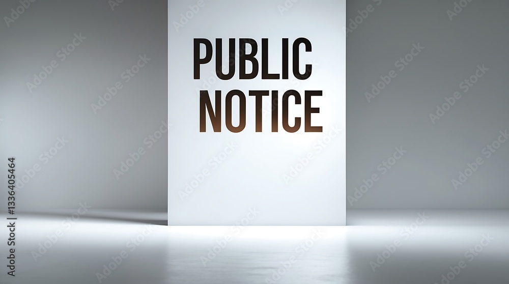 Poster public notice displayed on a plain wall in a well-lit room with a simple design