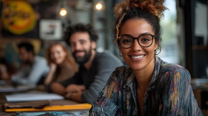 Obraz premium Professional manager supporting employees in a collaborative work environment