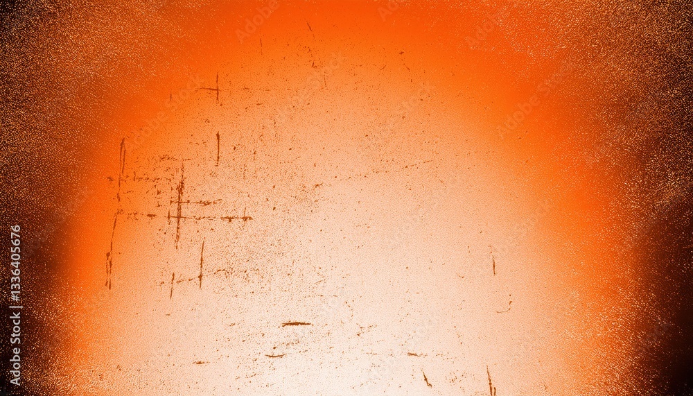 Poster distressed orange grunge texture with gradient fade, vintage rough surface, abstract background for 