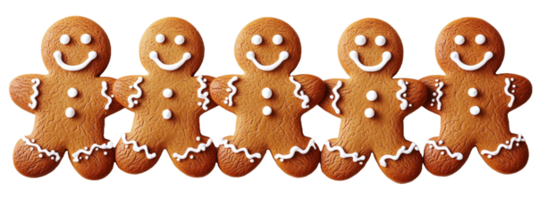 [Transparent Background PNG]Christmas Gingerbread Cookies Row of 5