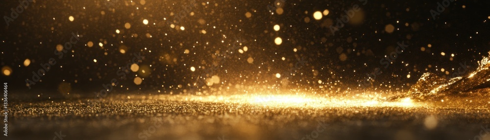 Poster An abstract display featuring sparkling golden light and dark space