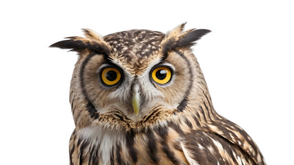 Naklejka premium Portrait of Eurasian Eagle-Owl isolated on transparent background.