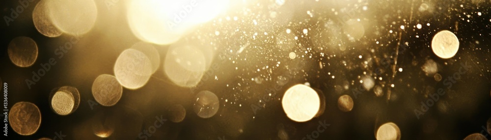 Poster Warm gold and light bokeh create an abstract artistic composition