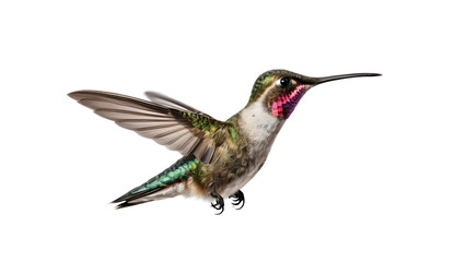 Vibrant Hummingbird in Flight isolated on transparent background.