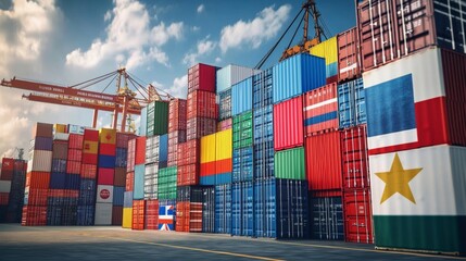 Fototapeta premium Visualizing trade barriers tariff rates impact global economy symbolic photography digital art macro perspective economic concepts