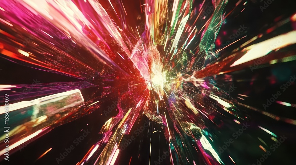 Aufkleber a colorful abstract explosion of light and refractive elements