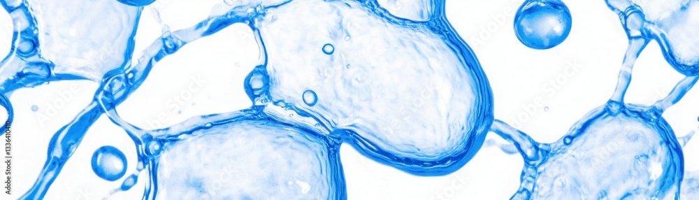 Poster abstract design of water droplets forming interconnected structures on white