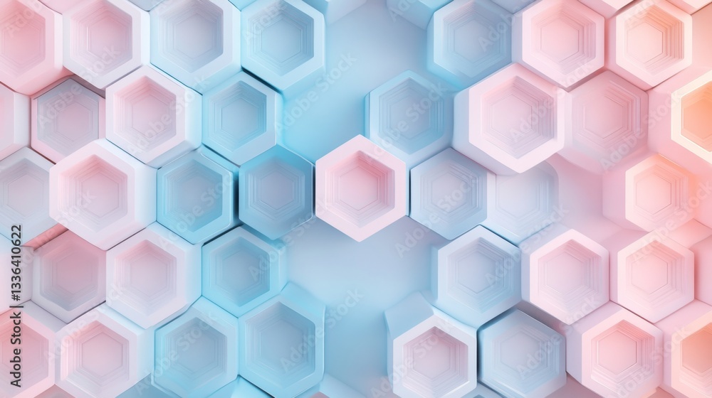 Poster creating symmetrical interlocking hexagon patterns digital studio graphic design virtual space top-d