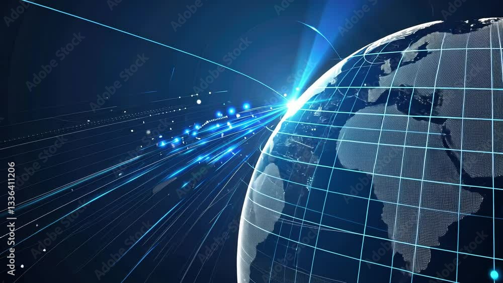 Poster global technology network. interconnected world map, digital interface, global connectivity, futuris