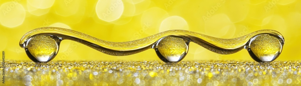Poster three connected water droplets forming a continuous wavy line