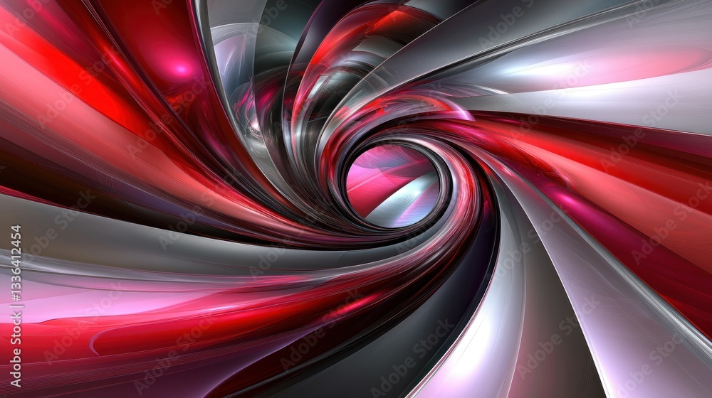 Poster a swirling artistic abstract design with red and gray colors
