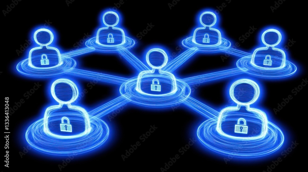 Aufkleber Secure Digital Network Showing Connections Between Encrypted User Accounts