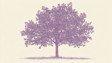 Fototapeta premium Majestic Solitary Tree in a Serene Landscape Illustration - A Detailed Vintage Style Art