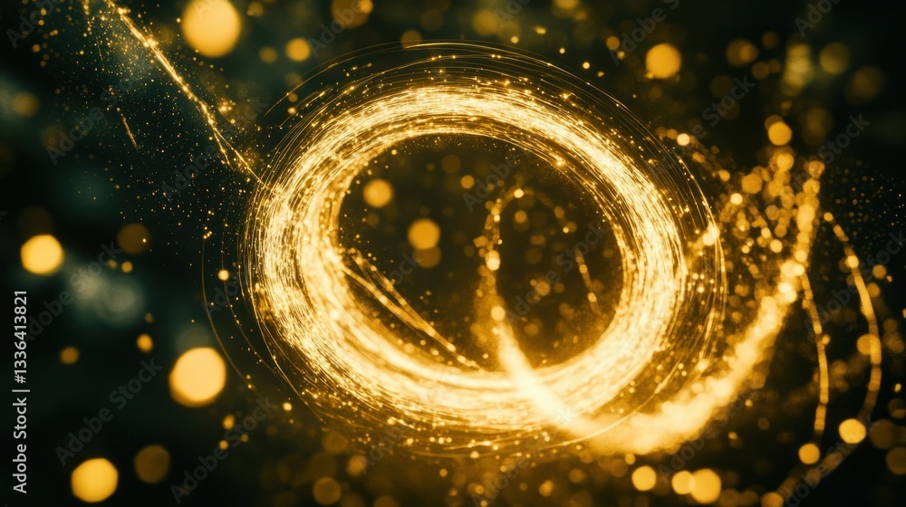 Aufkleber Abstract circular light trails form glowing dynamic and beautiful patterns