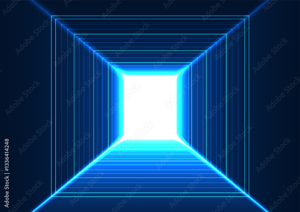 Poster technology background, gradient square shape, digital database access through network, vector illust