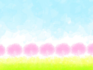 春の桜と青空イメージのテクスチャー背景素材。