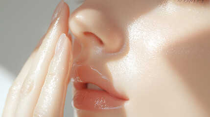 Fototapeta premium Refreshing skincare routine indoor space beauty close-up clean environment soft lighting hydration concept