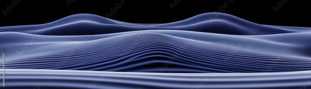Poster Abstract digital illustration featuring wavy lines with gradients and depth