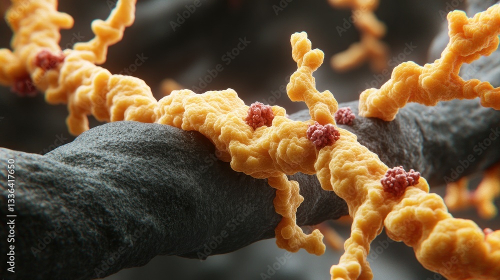Poster detailed close up view of biological microscopic cellular structures