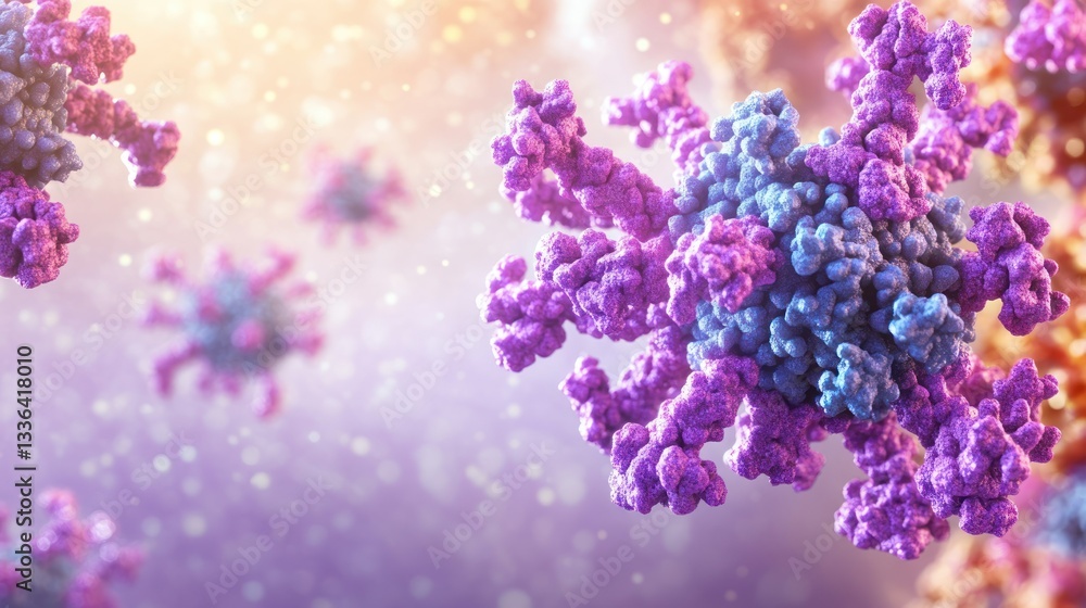 Poster An artistic representation of a microscopic virus particle spreading around