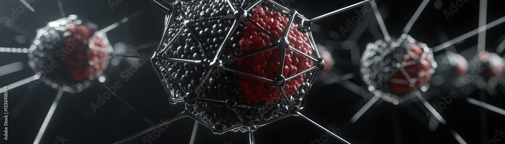Poster Artistic depiction of spherical objects with internal and external structures