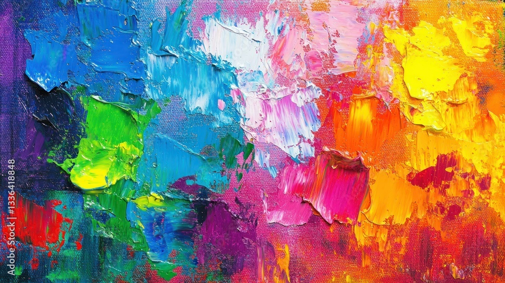 Poster Vibrant textured abstract art created with vivid colors on canvas