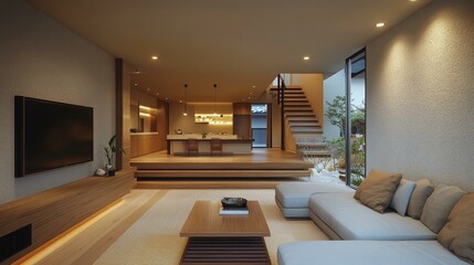 Modern Japanese Style Living Room Interior Design