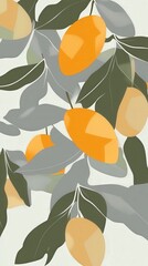 Abstract Fruit Art with Vibrant Colors and Geometric Shapes