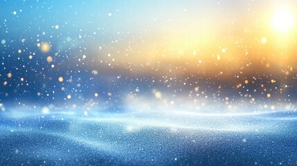 Obraz premium Beautiful winter landscape with falling snowflakes and sunlit atmosphere