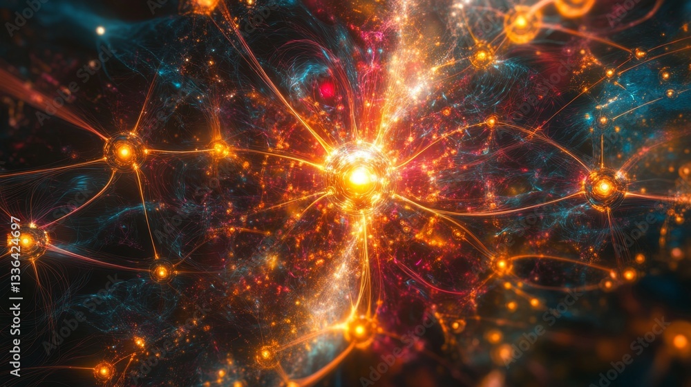 Poster visualize abstract machine learning digital space infographic glowing environment high-resolution co