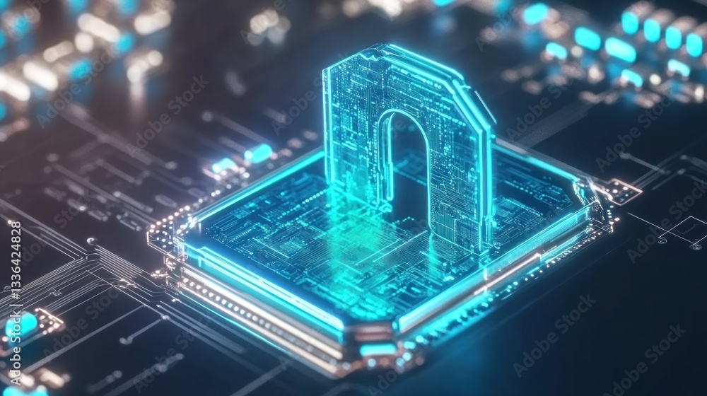 Poster A glowing architectural structure composed of electronic circuit elements