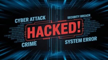 Fototapeta premium HACKED! Cybersecurity-Themed Digital Illustration Generative aI