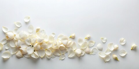 Luxury Minimalist Petal Arrangement: Flat Lay White Background Stock Photo