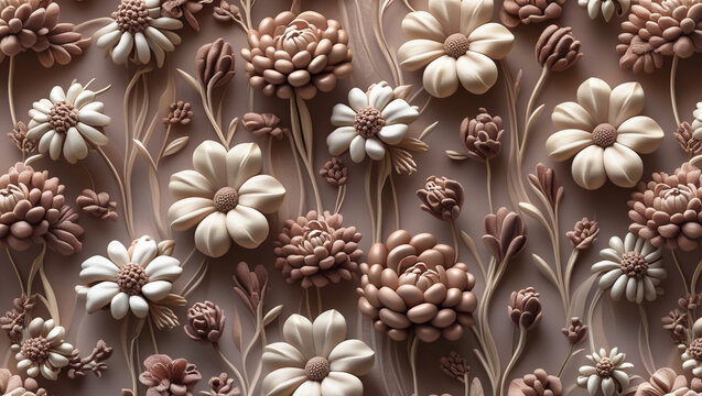 Close up Thai dessert various flower shaped in pastel pink color tone, Coconut milk flavor, Sam Pan Nee traditional Thai handcraft snack, Royal famous Thai sweets, wallpaper