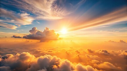 Fototapeta premium Minimalist Luxury Flat Lay: Warm Sky Background with Elegant Object