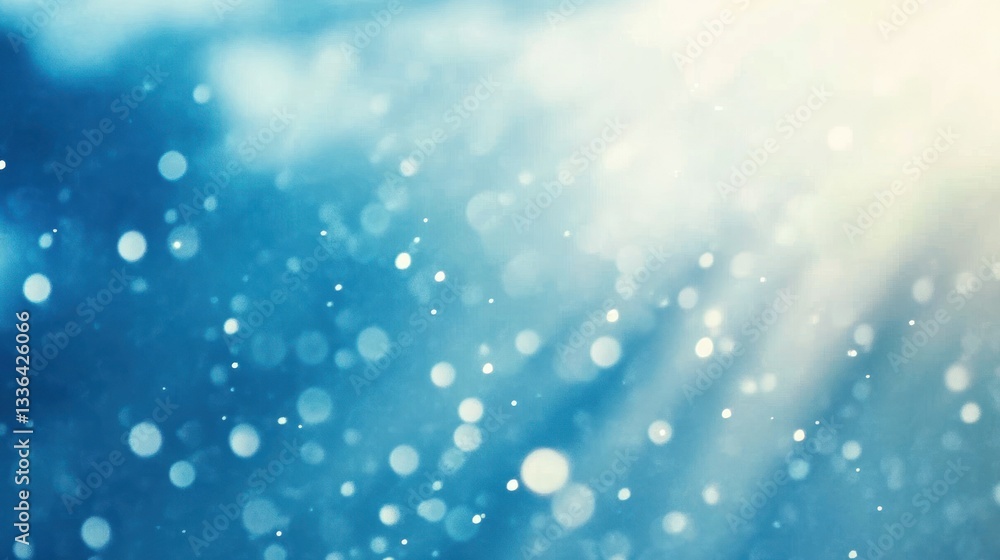 Poster A beautiful soft blue abstract background with sparkling light particles