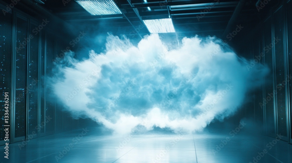 Aufkleber a large cloud formation inside a computer server room