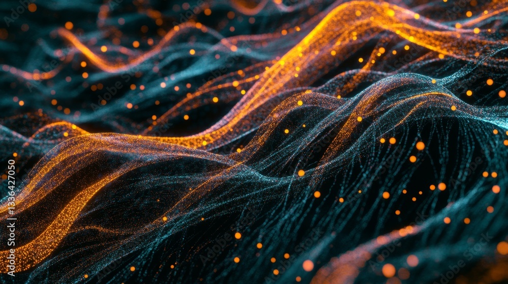 Aufkleber illuminated dna visualization laboratory digital art science studio abstract view gigapixel concept