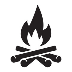 Camping Fire Silhouette Vector Illustration for Outdoor Adventure Designs