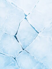 Obraz premium Close-up of a surface of ice. the ice appears to be light blue in color and has a rough texture. there are several small cracks and crevices running across the surface, creating a pattern.