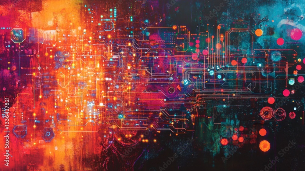 Poster exploring abstract machine learning concepts in gigapixel imagery digital art online visual perspect