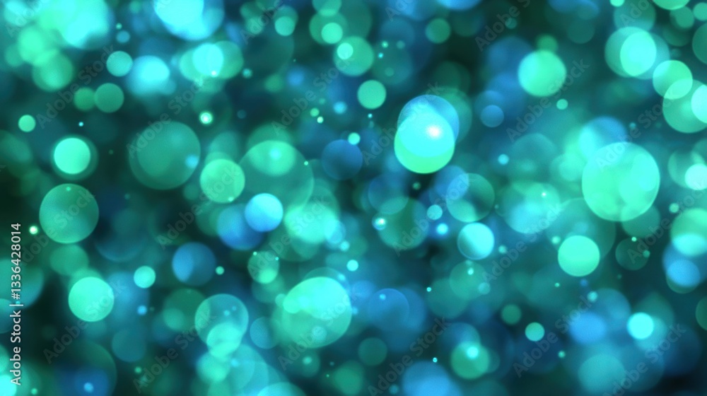 Poster abstract background with glowing blurred circles in teal and blue colors