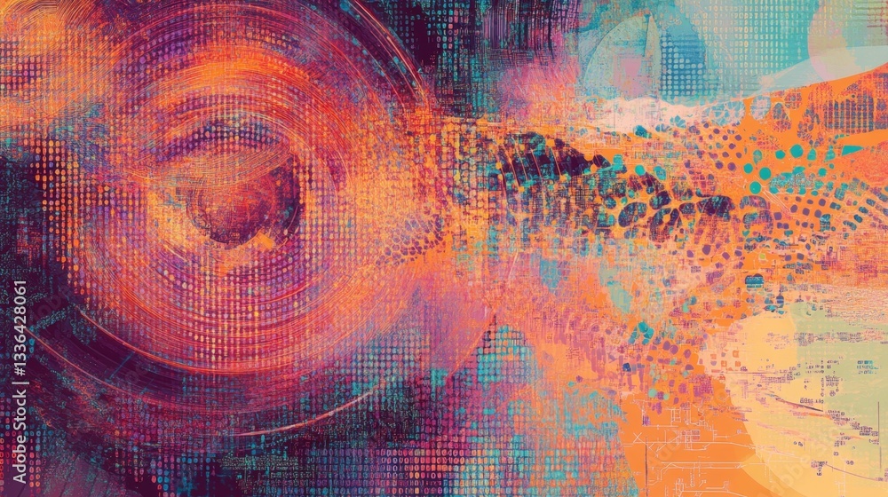 Poster visualize machine learning concepts digital space abstract art virtual environment artistic perspect